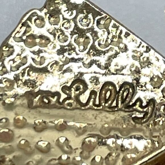 Lilly Pulitzer Gold Tone White Rhinestone Bow Tie Stud Earrings Boho Cute - Picture 2 of 7